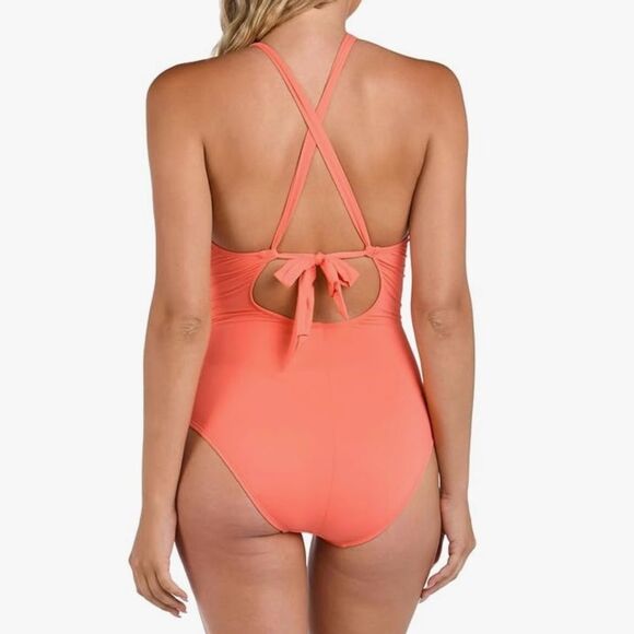 La Blanca Women's Island Goddess High Neck Keyhole One Piece Swimsuit NWT - Picture 2 of 8